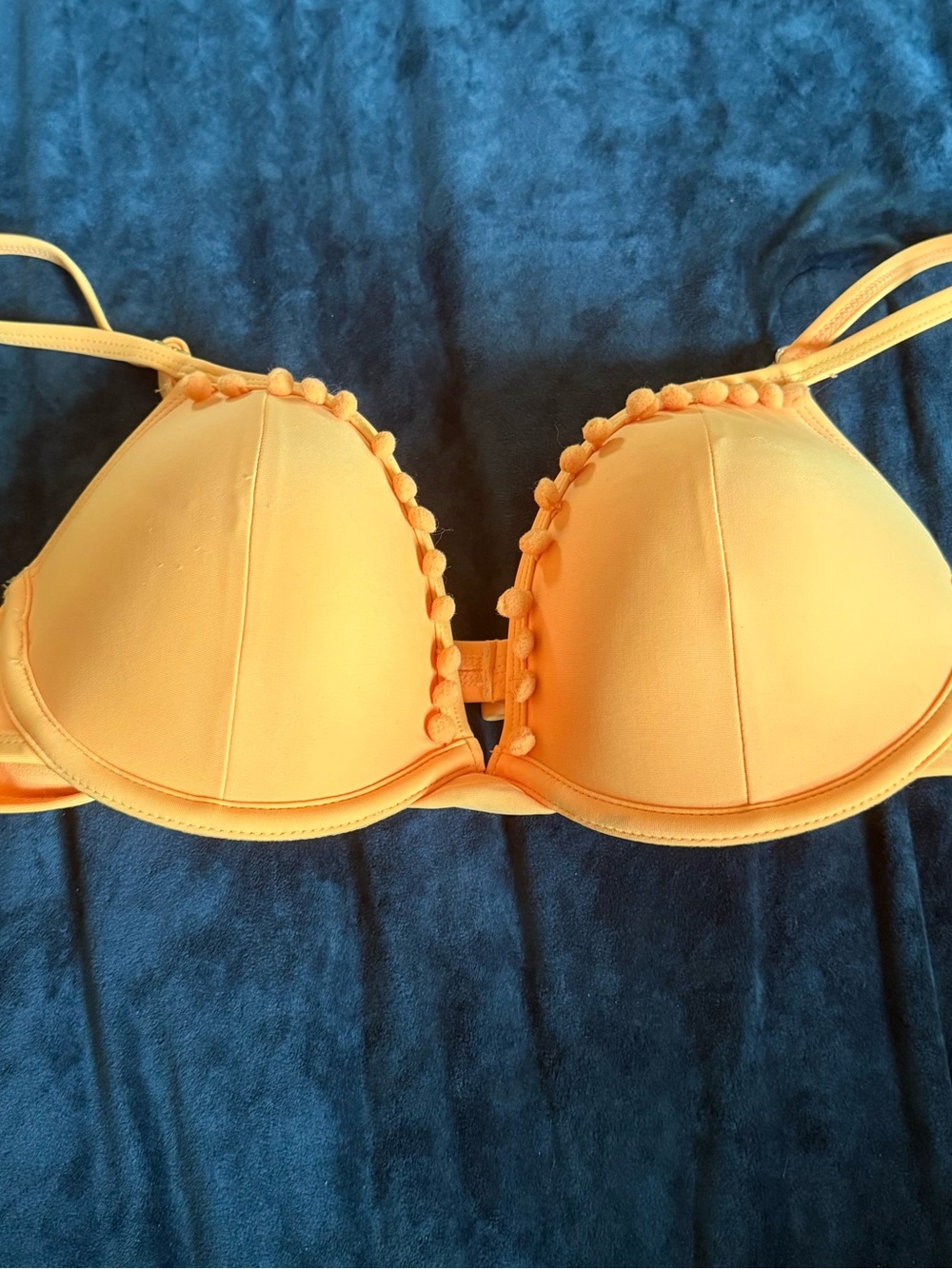 jcpenney Orange Padded Bikini Top with Pom Trim